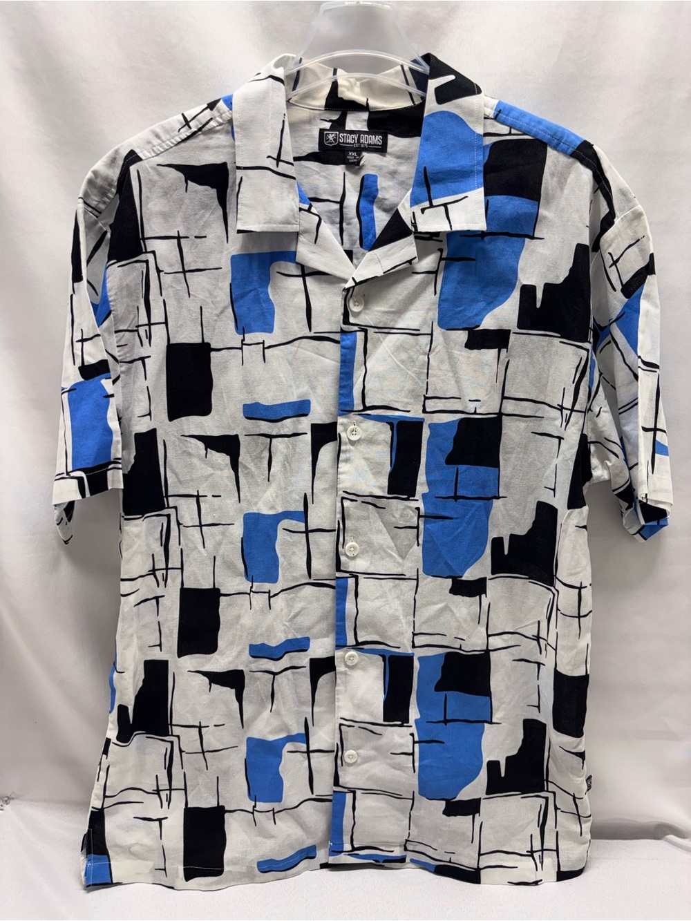 Stacy Adams Button Up Linen Blend Shirt Size XXL Abstract Artistic Hip Hop NEW